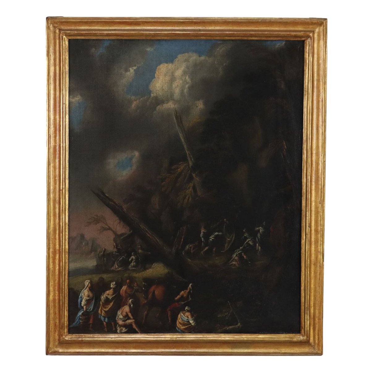 Quadro Antico Mosè fa Scaturire l'Acqua dalla Roccia XVII-XVIII Secolo Originale