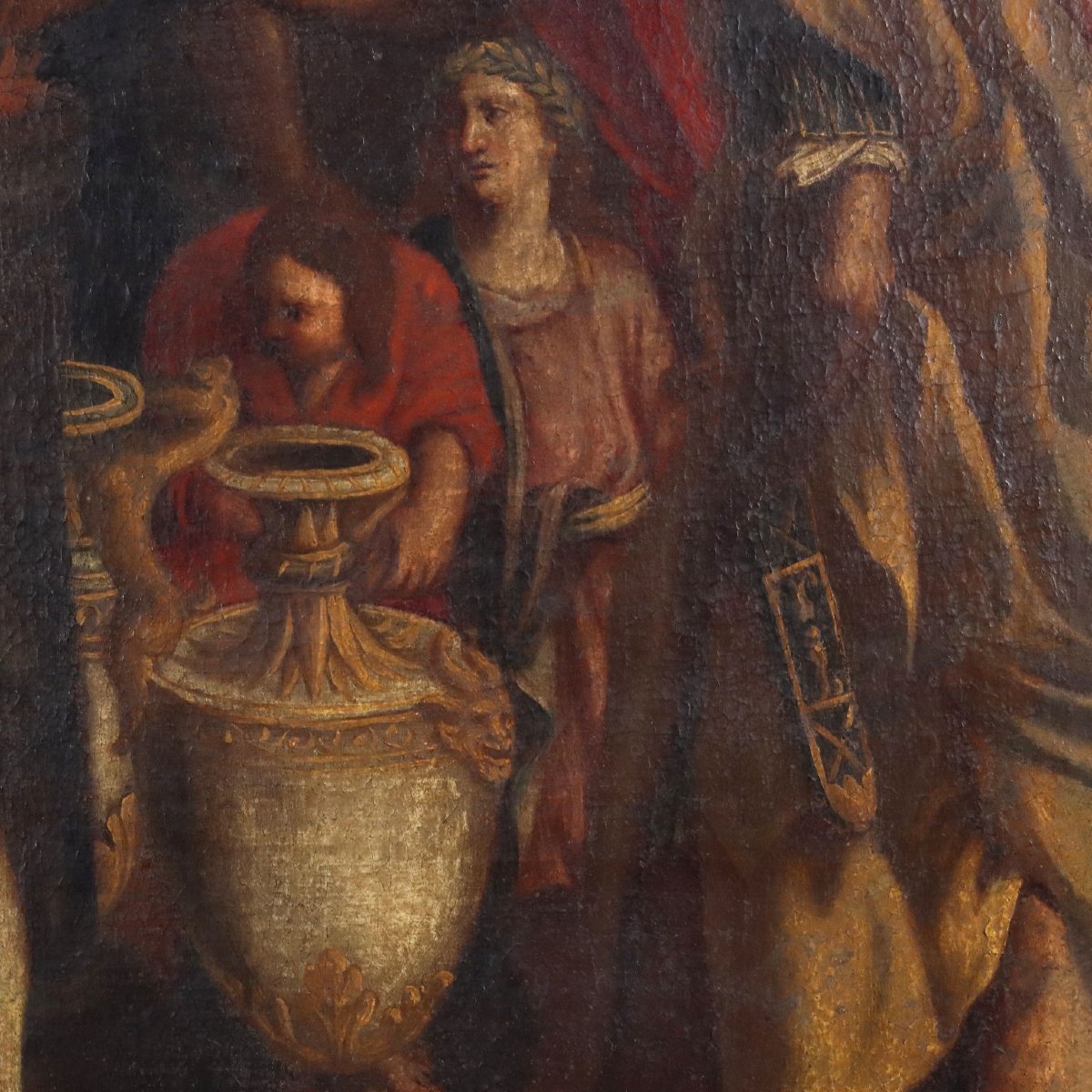 Quadro Antico Dipinto Soggetto Sacro Olio su Tela XVII Secolo-photo-4