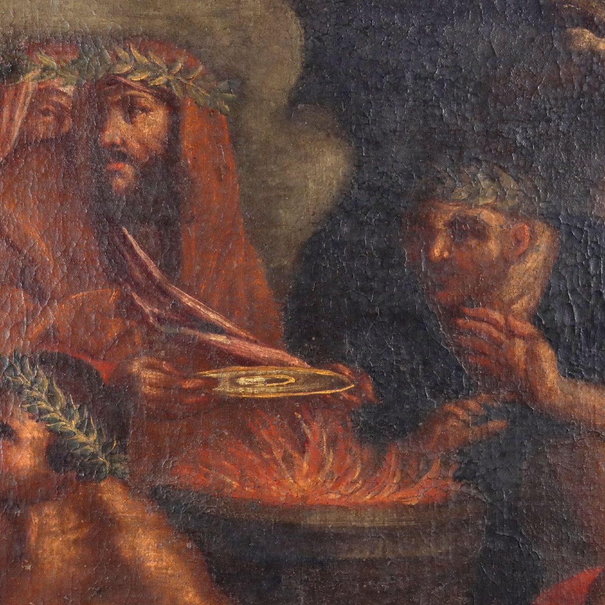 Quadro Antico Dipinto Soggetto Sacro Olio su Tela XVII Secolo-photo-1
