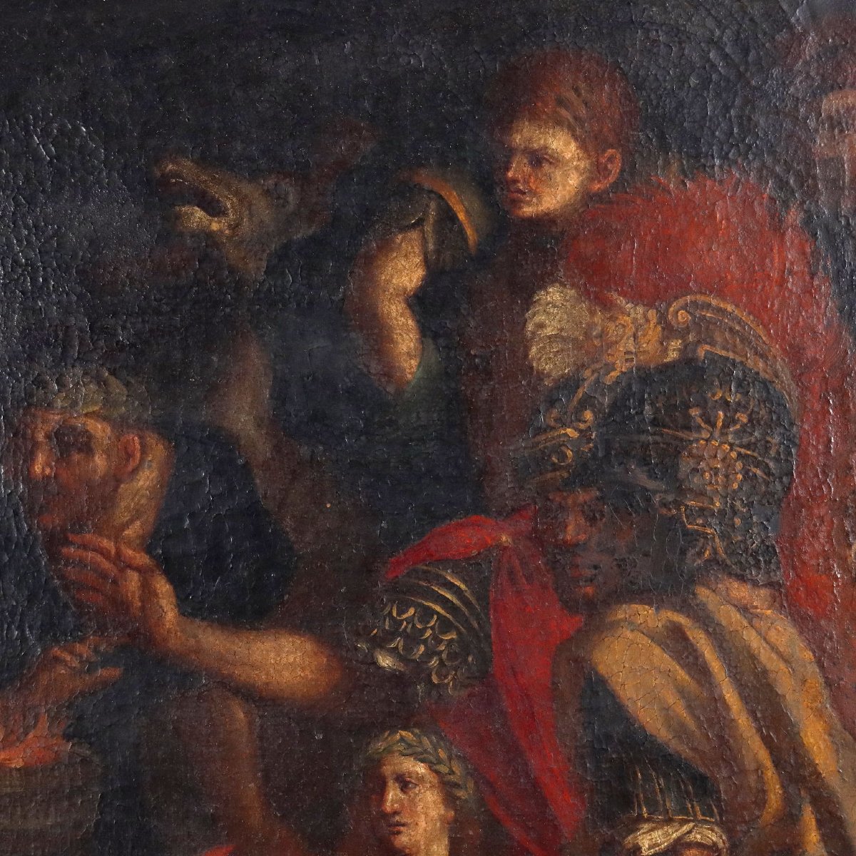 Quadro Antico Dipinto Soggetto Sacro Olio su Tela XVII Secolo-photo-3
