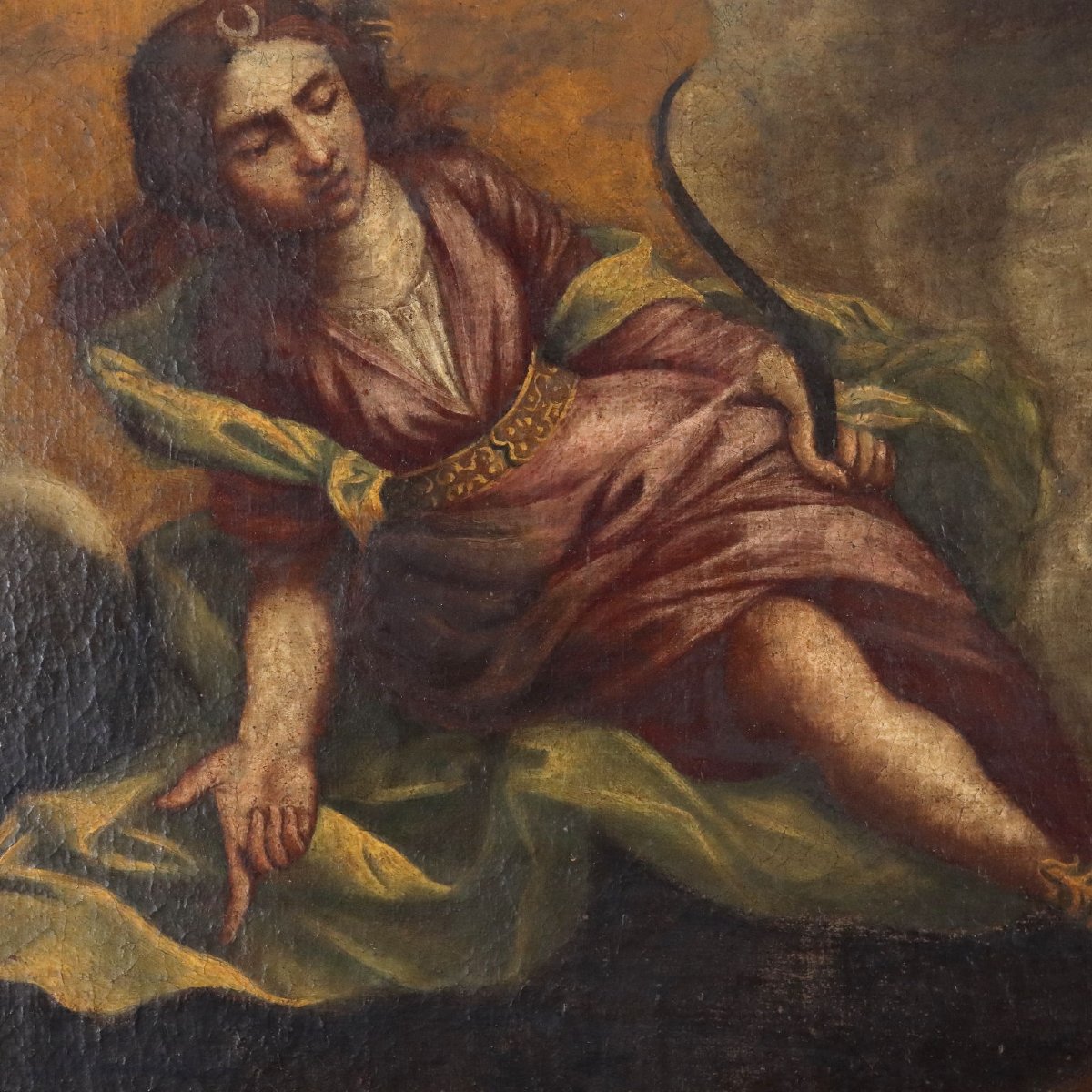 Quadro Antico Dipinto Soggetto Sacro Olio su Tela XVII Secolo-photo-4