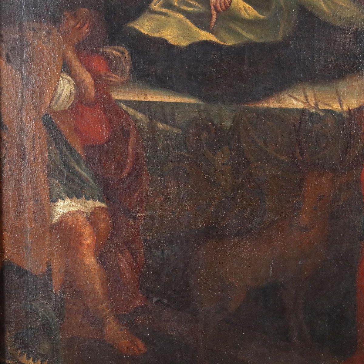 Quadro Antico Dipinto Soggetto Sacro Olio su Tela XVII Secolo-photo-5