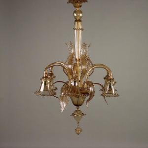 Lampadario in Vetro Soffiato Veneziano Murano XX Secolo