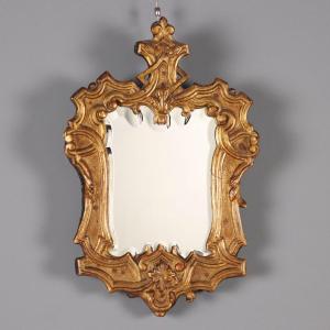 Specchio in Legno Intagliato e Dorato Luigi XIV Italia Primo Quarto XVIII Secolo
