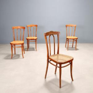 Gruppo 4 Sedie Thonet in Faggio Austria Fine XIX Secolo