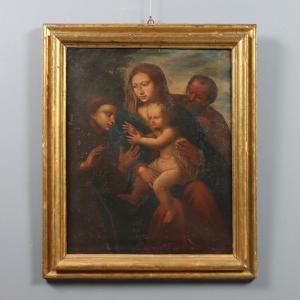 Dipinto Sacra Famiglia con Santo Francescano
