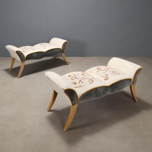 Coppia di Divanetti a Barca Italia XX Secolo