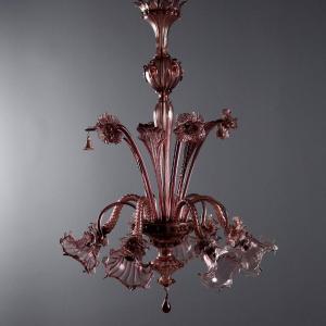 Lampadario in Vetro Soffiato Veneziano Murano Fine XIX Secolo