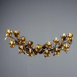 Applique a Quindici Luci in Ferro e Lamierino Italia Fine XIX Secolo