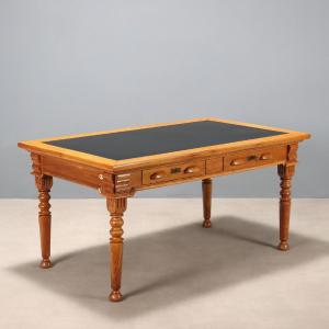 Scrittoio in Rovere con Inserto in Formica sul Piano Italia Inizio XX Secolo