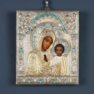 Icona in Argento Copia da Julius Rappoport per Fabergè Russia Prima Metà '900