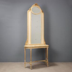 Consolle con Specchiera in Stile Neoclassico Italia Fine XIX Secolo