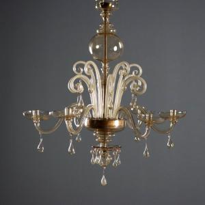 Lampadario in Vetro Soffiato Veneziano Murano XX secolo
