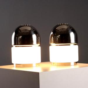 Vintage Reggiani Table Lamps 'salt And Pepper' Metal Design 1960s