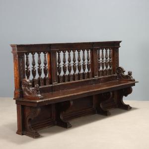 Panca in Stile Neo Barocco in Noce Italia Fine XIX Secolo