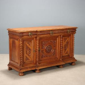 Credenza Neobarocca in Noce Italia, fine XIX Secolo