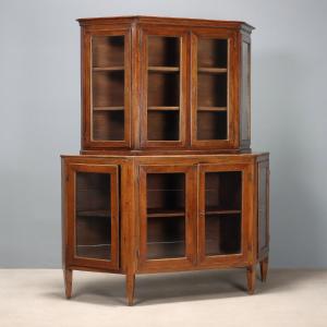 Credenza Doppio Corpo Scantonata in Noce Italia XIX Secolo