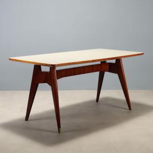 Tavolo Anni '50-'60 con Piano in Vetro Retro Trattato
