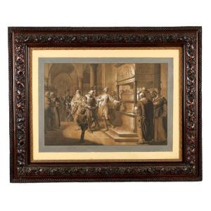Dipinto Ludovico il Moro sulla Tomba di Beatrice d'Este Tecnica Mista XIX Secolo