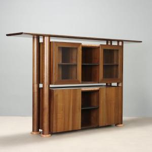 Credenza Vintage Anni '80 in Legno e Marmo