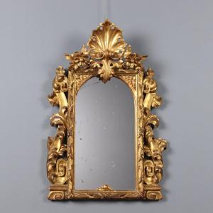 Specchiera Barocca in Legno Intagliato e Dorato Italia Inizio XIX Secolo