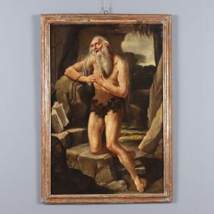 Dipinto Antico Dipinto Sant'Onofrio Penitente Olio su Tela '600
