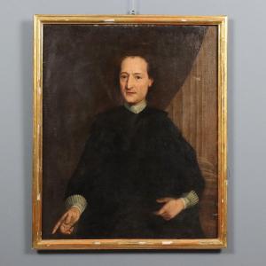 Dipinto Antico Ritratto di Prelato Olio su Tela Italia XVIII Secolo Originale