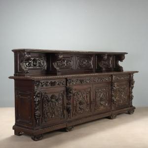 Credenza Neo Rinascimento in Noce Ebanizzata Italia, fine XIX Secolo