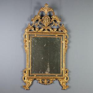 Specchiera da Parete in Legno Intagliato e Dorato Piemonte Metà XVIII Secolo