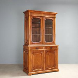 Credenza in Noce con Alzata a Vetro Italia Fine XIX Secolo
