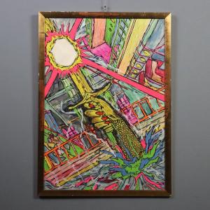 Dipinto Contemporaneo Carlos Zerpa Acrilico su Cartone Italia 1985
