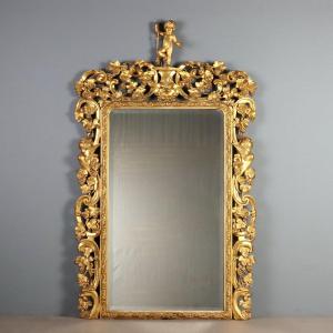 Antique Baroque Mirror Gilded Carved Wood Italy XIX Century Original
