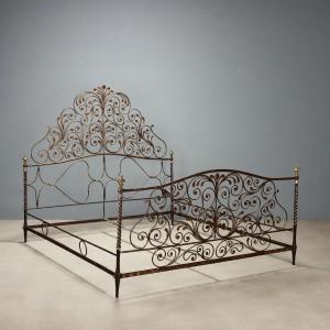Letto Matrimoniale Antico Ferro Battuto Genova XVIII Secolo Originale