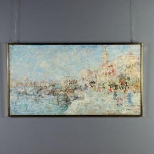 Dipinto Moderno Luigi Mantovani Olio su Tela Italia XX Secolo Originale