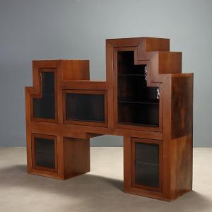 Mobile Espositore Vintage Legno Esotico con Vetrine Design Anni 80 Originale