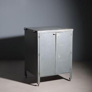 Mobiletto Vintage Industrial Design Legno Metallo Smaltato Anni 60 Originale