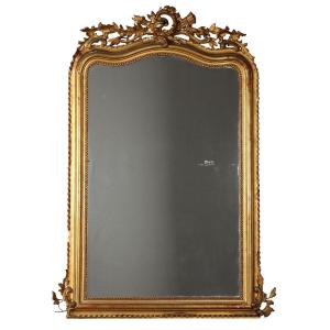 Specchiera Eclettica Antica in Legno Dorato e Intagliato XIX Secolo