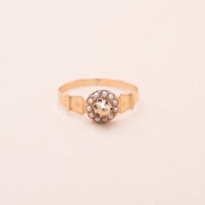 Antique Rose Gold Half Pearl Ring