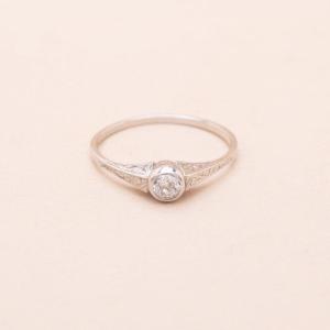 Antique Engraved Diamond Solitaire Ring