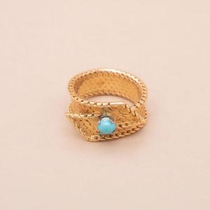 Turquoise Gold Ribbon Vintage Ring
