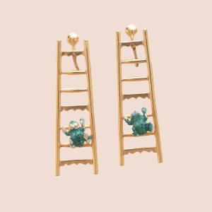 Kermit Frogs Ladder Gold Earrings Old 1900
