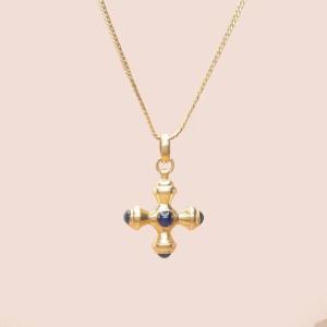 Sapphire Greek Cross Pendant Set