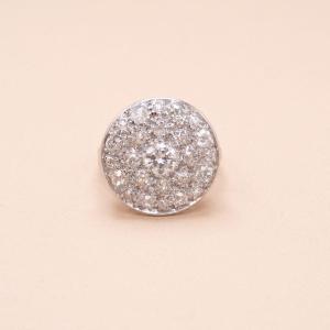 Vintage Target Ring Cushion And Brilliant Diamonds 1.90 Carat