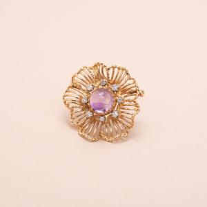 Vintage 60s Camellia Amethyst Brooch