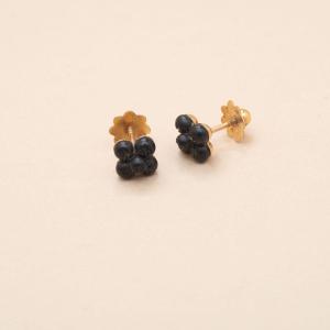 Antique Jet Clover Earrings