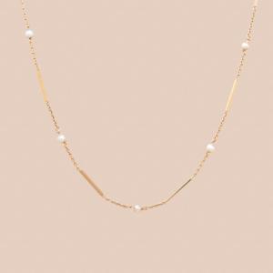 Vintage Necklace With Gold Strips And Pearls