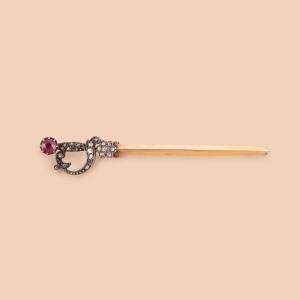 Ruby Dagger Brooch