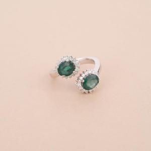 Toi & Moi Green Stone Ring 