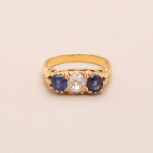 Gold Sapphires Diamond Garter Ring