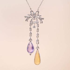 Belle Epoque Negligee Citrine Amethyst Necklace